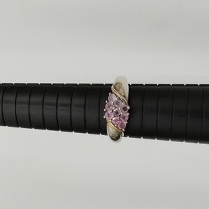 Vintage Pink Topaz Cluster Sterling Silver 925 Ring Size